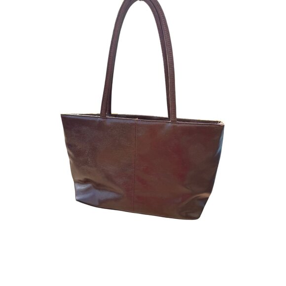 Animal Patchwork Tote Bag 14" X 9" Brown Vegan Leather By Bueno With Dual Straps - Picture 2 of 9